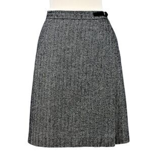Skirt Faux Wrap Knee Length Belt Herringbone Back Zip Grannycore Gray Size 10P